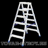 Стремянка двусторонняя 6 ступеней, алюминиевая Сибртех Россия