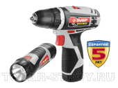 Дрель-шуруповерт ЗУБР Li-lon (ДА-12-2-Ли ФКНМ1) 12 В, 1.5 А-ч, 10 мм, 25 Н-м, 0-360/0-1400 об/мин, БЗУ, 2 АКБ, LED фонарь