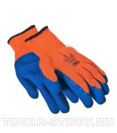 Перчатки утепленные, акриловые, с рельефным латексным покрытием, 10 класс, сигнальный цвет