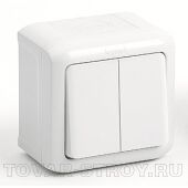 Выключатель Legrand Quteo 2-х клавишный, проходной IP44 белый