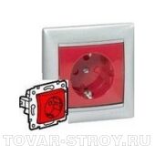 Силовая розетка - Valena - 2К+3 - на винтах - с блокировкой, красная