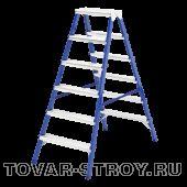 Стремянка двусторонняя 6 ступеней, стальная Сибртех Россия