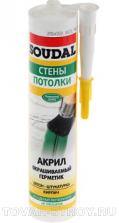 Герметик акриловый белый, 310 мл Soudal