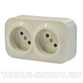 Розетка Legrand Quteo 2-я без заземления, слоновая кость