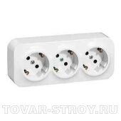 Розетка Legrand Quteo 3-я с заземлением, со шторками, белая