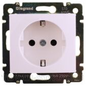 Розетка Legrand Valena белая с заземлением, со шторками