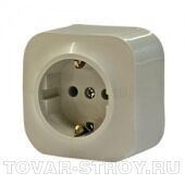 Розетка Legrand Quteo с заземлением, со шторками слоновая кость