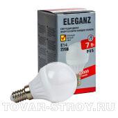 СВЕТОДИОДНАЯ ЛАМПА 7ВТ Е14 Р45 220V шар матовая 3000К мини