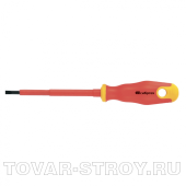 Отвертка диэлектрическая SL4*100mm, CrV, до 1000В, двухкомпонентная рукоятка СИБРТЕХ